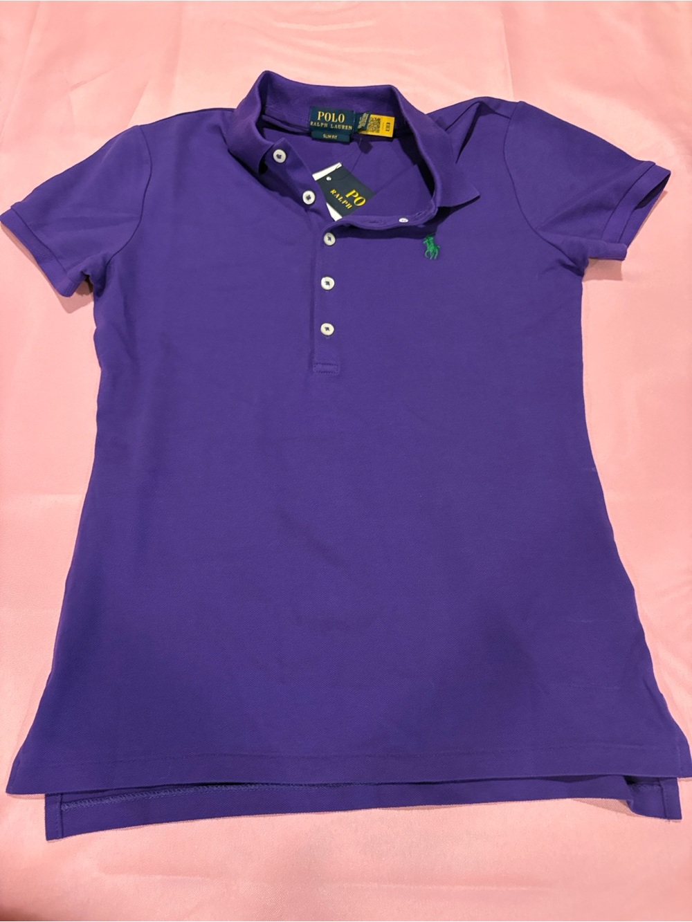 Polo Ralph Lauren Slim Fit Stretch Polo Purple Green Pony Small NWT